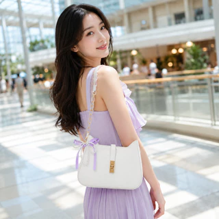 LAVENIA กระเป๋าสะพายไหล่ หนังคุณภาพดี ทรงมินิมอล อะไหล่ทองหรู จุของจำเป็นได้พอดี เหมาะสำหรับสาวออฟฟิศ