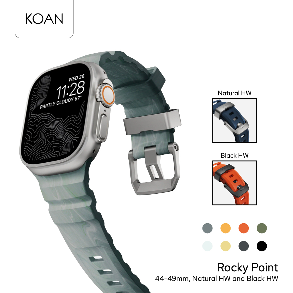 NOMAD สายนาฬิกา Rocky Point Band 44-49mm Natural Black Hardware ใช้สำหรับ Apple Watch