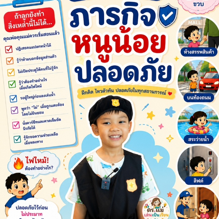 20 สถานการณ์จริงที่ลูกควรรู้ตั้งแต่อนุบาล ใบงานเด็กอนุบาล 3-6 ปี ภารกิจหนูน้อยปลอดภัย ดร.แม่ เล่นเป็นเรียน