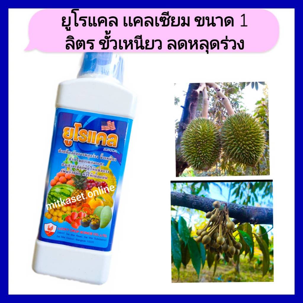 ยูโรแคล แคลเซียม ขนาด1 ลิตร   ใช้ในพืช ผักไม้ผล ขั้วเหนี่ยวลดหลุดร่วง ดอกผลสมบูรณ์ ขยายขนาด น้ำหนักดี ผลใหญ่ ทรงดี