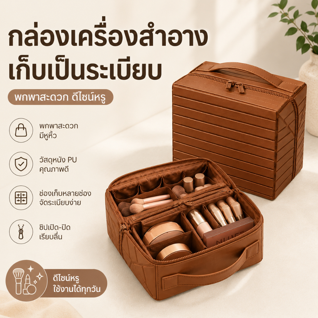 กระเป๋าเครื่องสำอาง กระเป๋าเดินทาง กระเป๋าเก็บสกินแคร์ ความจุใหญ่ แบ่งช่องจัดระเบียบ กันน้ำ พกพาสะดวก พร้อมส่ง