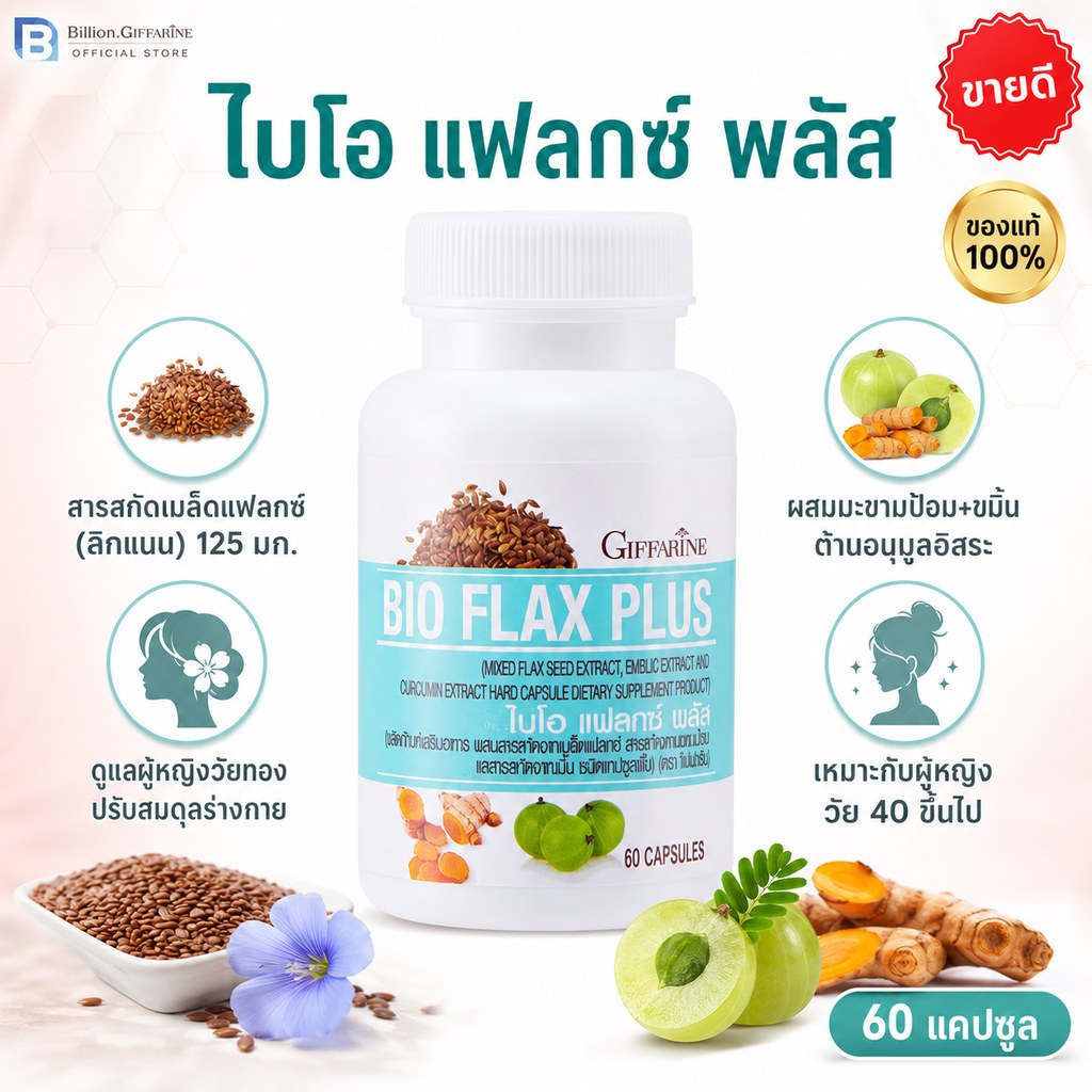Bio Flax Plus กิฟฟารีน GIFFARINE ไบโอ แฟลก บรรเทาอาการวัยทอง ปรับฮอร์โมนเพศหญิง