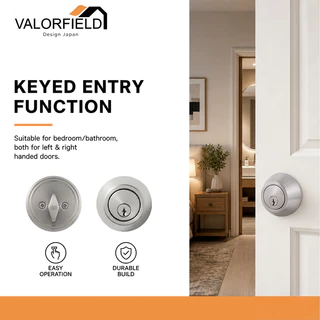 กุญแจลิ้นฝังกันขโมย VALORFIELD DEADBOLT LOCK สแตนเลส 3สี เงิน ดำ ทอง ล็อคประตูหน้าบ้าน ลิ้นเดียว ความปลอดภัยสูง