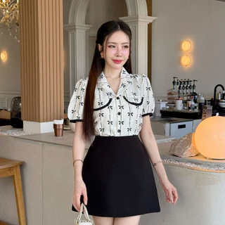 [S-XXL] เสื้อคอปกเชิ้ตแต่งกุ้นเนื้อนิ่มลื่นแขนสั้น