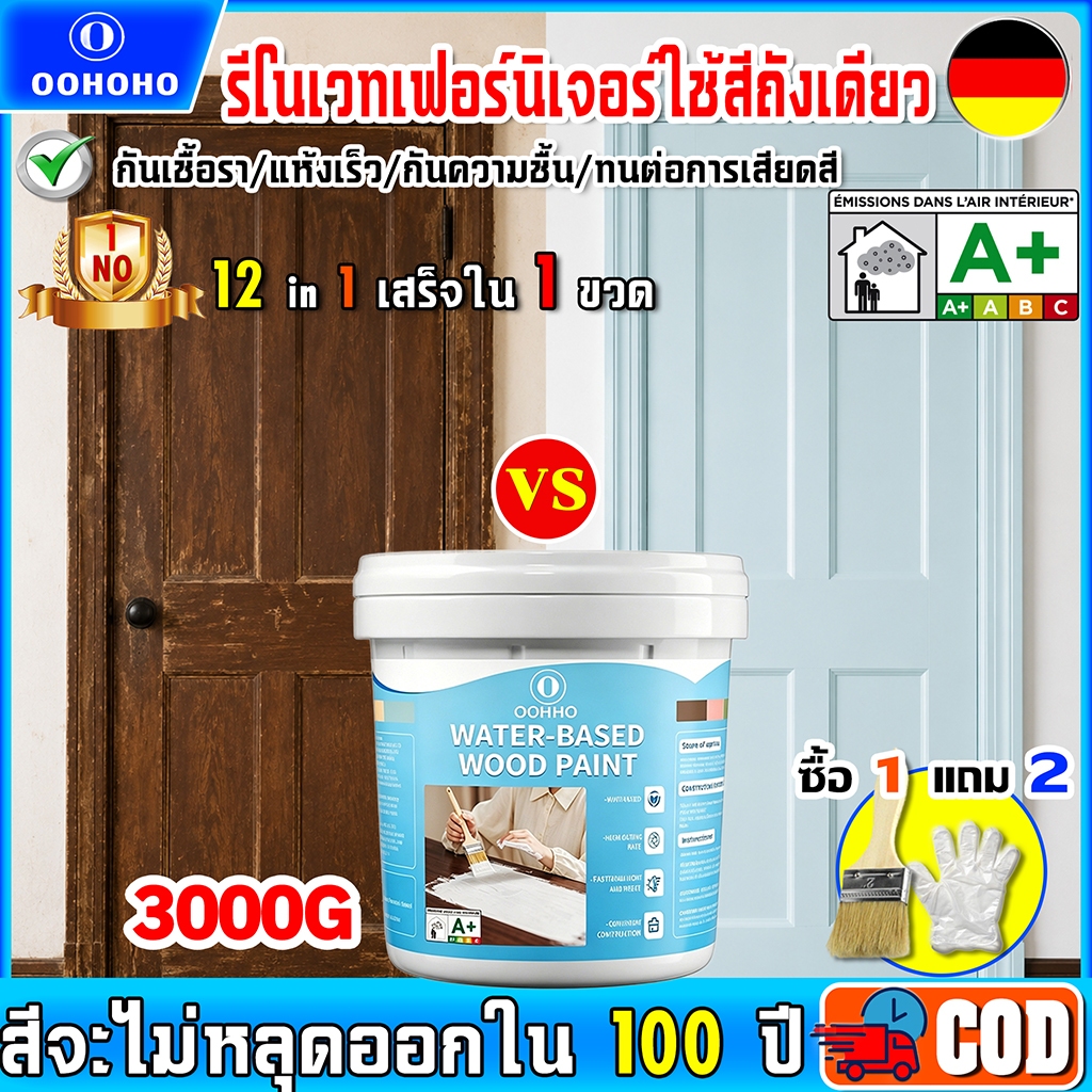 ✅แถมฟรีชุดอุปกรณ์✅3Kg สีทาไม้ สีอเนกประสงค์ สีและสีรองพื้น สีทาไม้กันน้ำ กันน้ำ สำหรับ แผงไม้ กระเบื้องเซรามิก เซรามิก