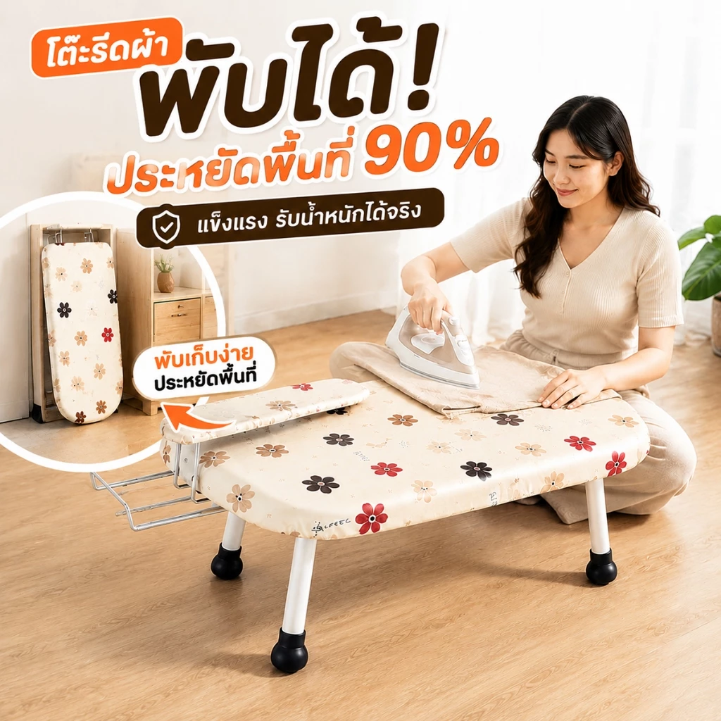 👍 โต๊ะรีดผ้าแบบนั่ง โต๊ะรีดผ้า พับเก็บได้ ขาเหล็กแข็งแรง รองรับเตารีดไอน้ำ ขนาดกะทัดรัด ใช้งานสะดวก ประหยัดพื้นที่