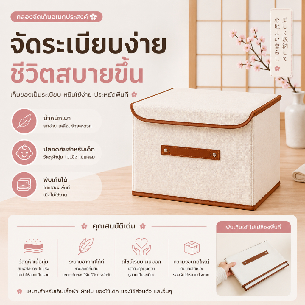 COD กล่องเก็บผ้า Oxford พับได้ มีฝาปิด กล่องเก็บของ จัดระเบียบเสื้อผ้า ผ้าห่ม ผ้านวม l casa & co.