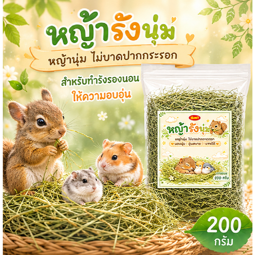 Honeypetzหญ้าทำรัง200ก หญ้าทำรังกระรอกหญ้าทำรัง นก กระรอก กระแต