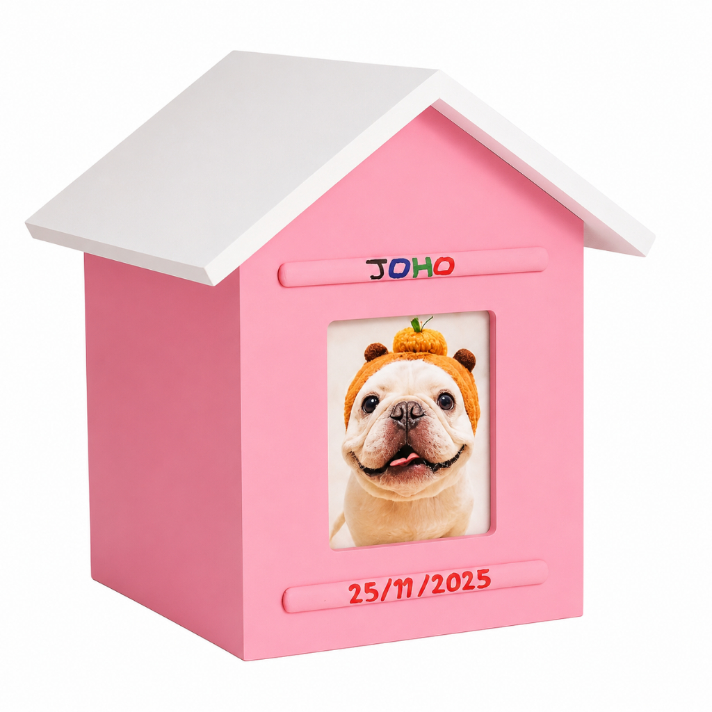 Pink โกศสัตว์เลี้ยงบ้านชมพู โถใส่อัฐิ ที่เก็บกระดูกสัตว์เลี้ยง พร้อมป้ายชื่อ ระลึกถึงอย่างน่ารัก