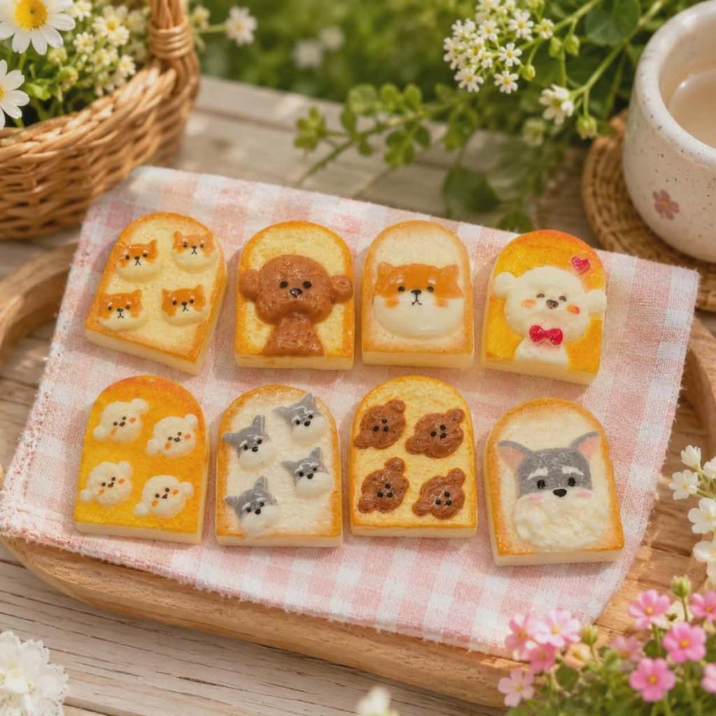 J733F ขนมปังหน้าการ์ตูนของจิ๋วของเล่นดีไอวายแพ็คละ 8ชิ้น