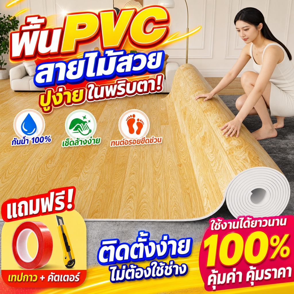 【รุ่นใหม่ หนาพิเศษ】เสื่อน้ํามัน เสื่อน้ํามันปูพื้น กระเบื้องยางปูพื้น กระเบื้องยาง pvc ปูพื้นเรียบ กันน้ำกันลื่น ทนต่อคร