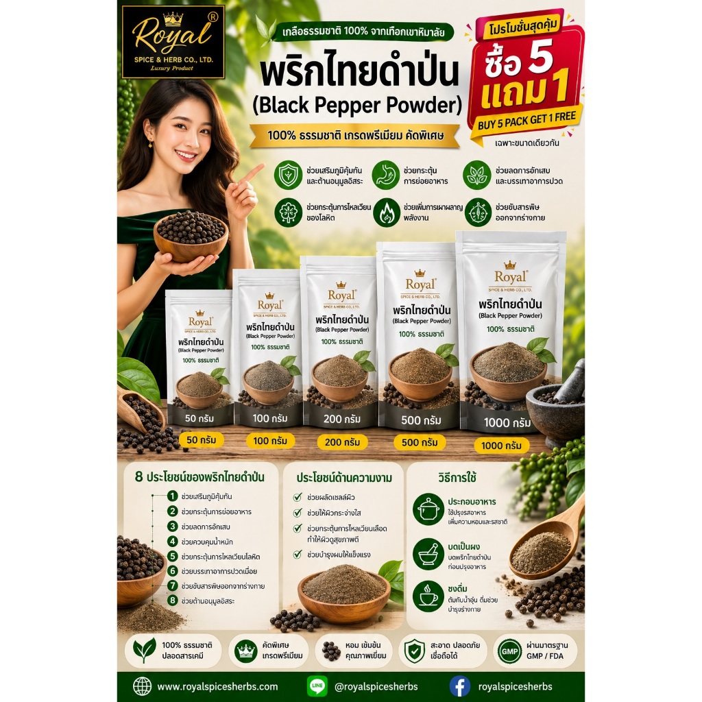 Premium Black Pepper Powder - Fresh & Aromatic | 50g, 100g, 200g, 500g, 1000g