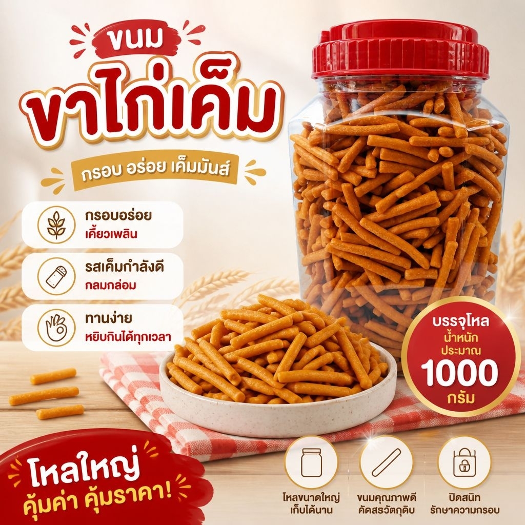 ขาไก่เค็ม วีฟู๊ดส์ บรรจุกระปุกโหลใหญ่