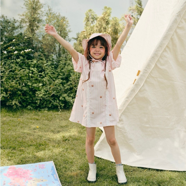 Saeson x Lookbook Petite | Bonfire dress (adult) - Pink Daisy Field