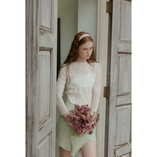 KALE LACE TOP(White•Past green)