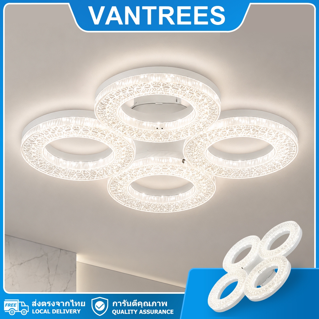 โคมไฟเพดาน 3 สีเปลี่ยน/สีขาว 36W ไฟเพดานบ้าน220V พร้อมรีโมทควบคุม สไตล์โมเดิร์น ไฟ led กันฝุ่นกันแมลง E27
