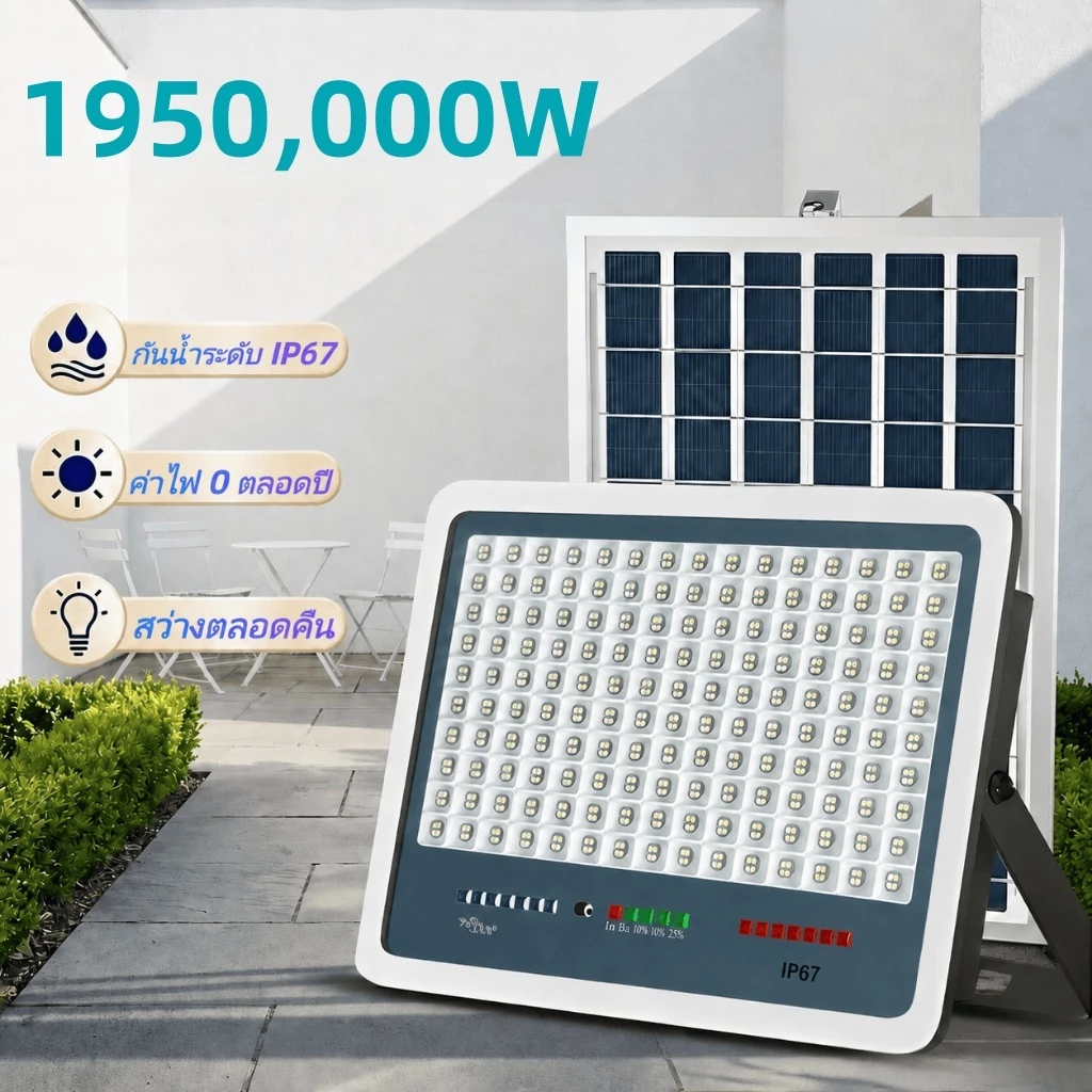 🔥ซื้อ 1 แถม 1🔥ไฟโซล่าเซลล์กันน้ำ กันฟ้าผ่า 1950,000Wไฟโซล่าเซล IP67โซลาร์เซลล์ Solar Light ไฟโซลาเซลล์ เซ็นเซอร์