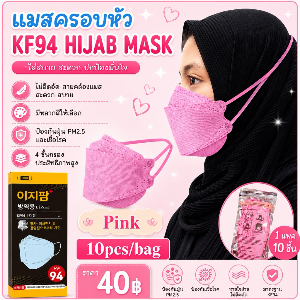 แมสkf94 ครอบหัวไม่ง้อสายคล้อง แมสไม่ง้อสาย