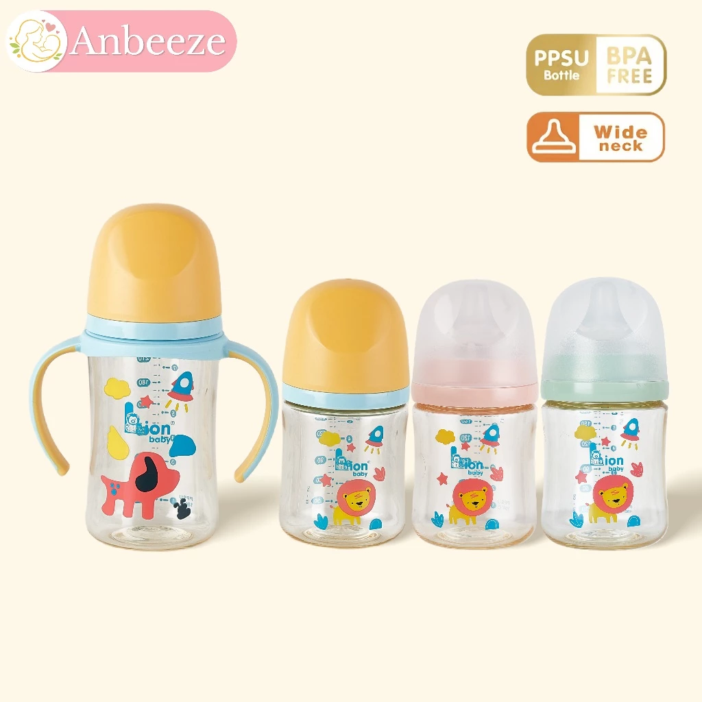 ขวดนมเด็ก PPSU ขวดนม 180ml/240ml ขวดนมคอกว้างสีชา ป้องกันอากาศเข้า กันสำลัก ป้องกันอาการจุกเสียด