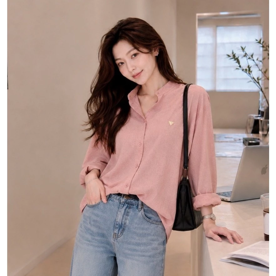 Chanan☘️ CN155 7สี เสื้อเชิ้ตคอจีนแขนยาว สีพื้นสวยๆผ้าคอตตอน ใส่สบายนุ่ม สัมผัสดี ใส่ทำงาน แมชง่ายกับทุกลุค