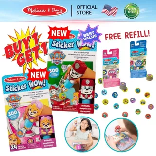 (1แถม1 สุดคุ้ม) รีฟิลฟรี ตัวปั๊มสติ๊กเกอร์ 300ดวง กิจกรรม 24แผ่น พกพา Refillable Sticker WOW Stamper Set Melissa & Doug