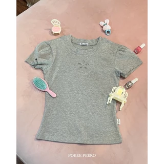 POKEE | FLEUR TEE เสื้อเบบี้ที หัวแขนตุ๊กตา ฉลุลายดอกไม้ ꕤ
