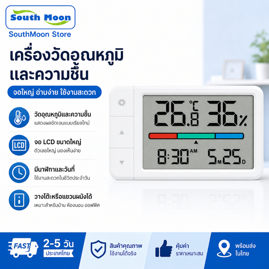 Miaomiaoce Huipin เครื่องวัดอุณหภูมิ ความชื้น มินิ เซ็นเซอร์แม่นยำสูง จอเวลา วันที่ สำหรับห้องนอน ห้องนั่งเล่น บ้าน