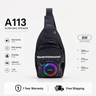 กระเป๋าสะพายลำโพง กันฝน Bluetooth RGB รุ่น A113 เสียงดัง เบสแน่น รองรับ USB/TF Card Bluetooth speaker