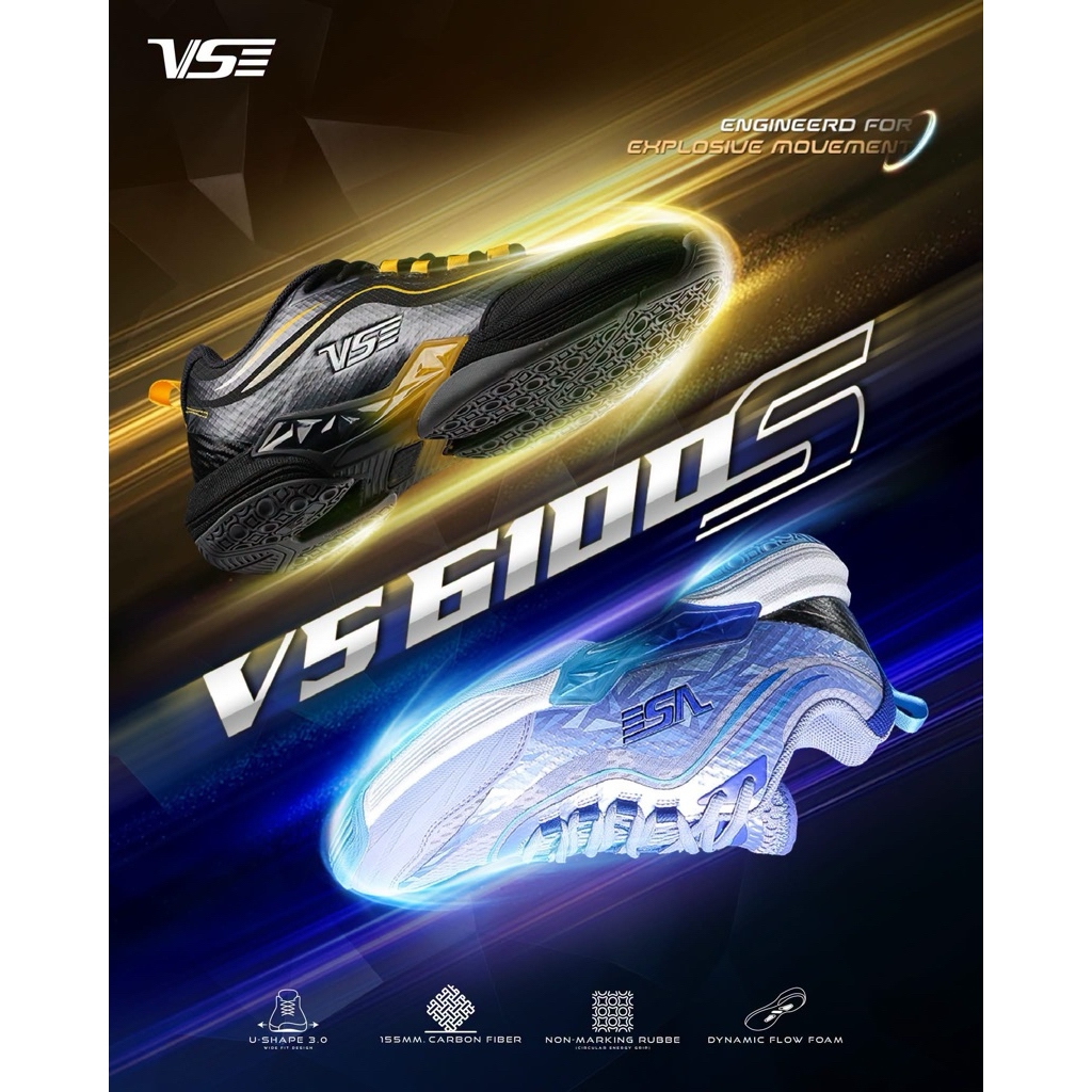 🆚 NEW รองเท้าแบดมินตัน VS6100 รุ่นท็อปตัวTOP🖤💙