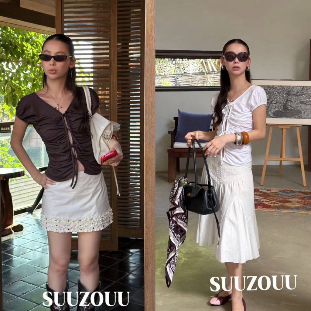 su336 26T#  เสื้อแขนตุ๊กตาดีไซน์เก๋ๆ เนื้อผ้า ยืดหยุ่น เก็บทรงสวย หยิบมาใส่ ได้ตลอดค่ะแมตช์กับขาสั้นขายาวสวย tag MMfish