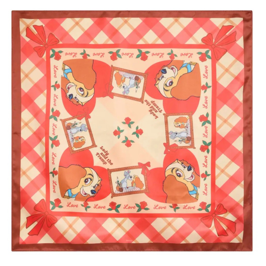 ผ้าโพกศรีษะ ผ้าพันคอ🐩Lady and the Tramp Bandana Scarf 🧣 ขนาด 55*55 ซม.