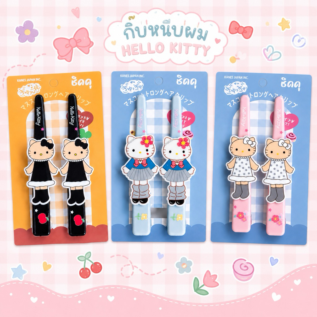 กิ๊บหนีบผม Sanrio ไซส์ใหญ่ 13 cm  ตกแต่งดีไซน์การ์ตูนยางนุ่มๆ  Kitty My Melody Kuromi Cinnamoroll น่ารักมาก