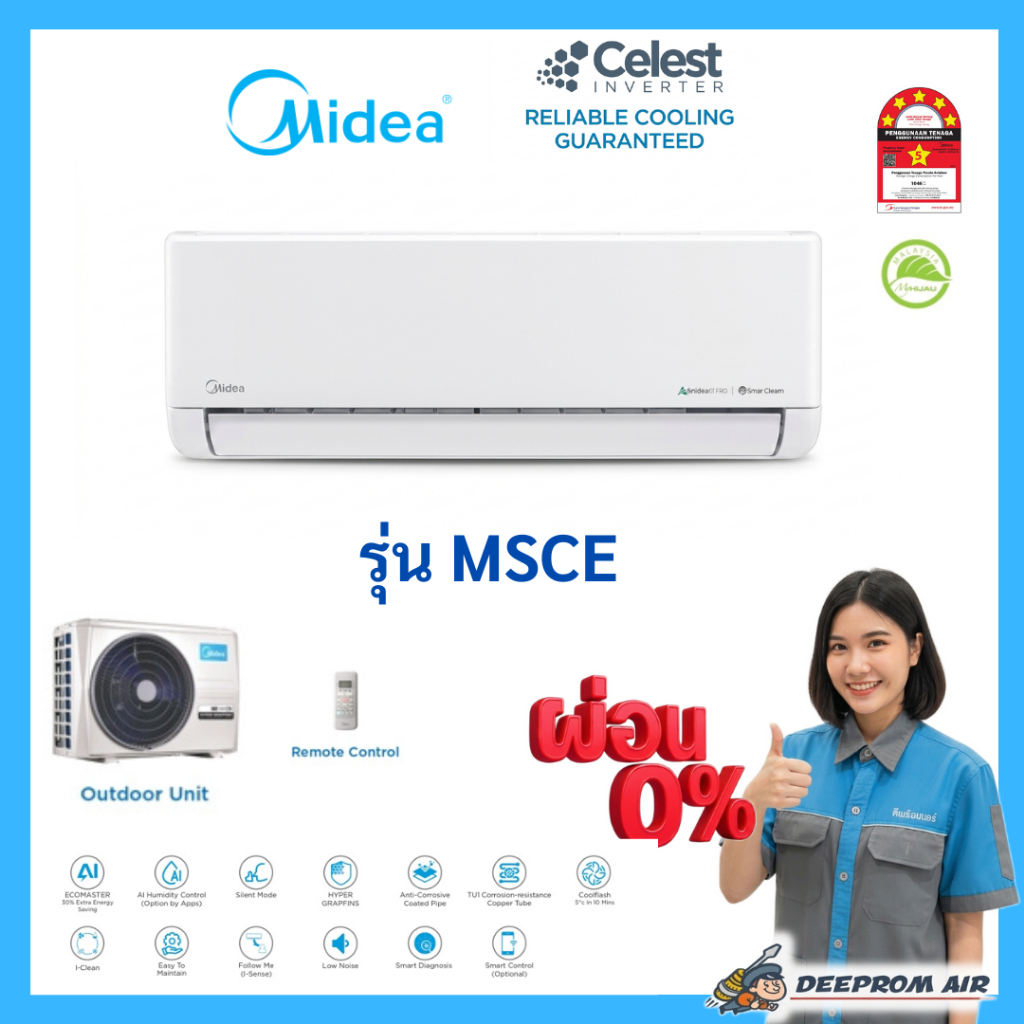 แอร์ MIDEA Celest Inverter รุ่น MSCE-CRFN8-ID (9,360-18,000BTU)