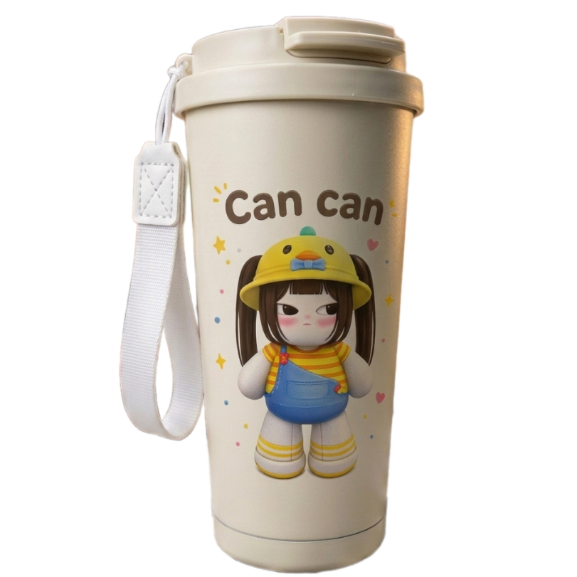 แก้วเก็บความเย็น เลเซอร์รูปหรือข้อความตามสั่งออกแบบฟรี 500ml รุ่นทรงโคนฝาปิด