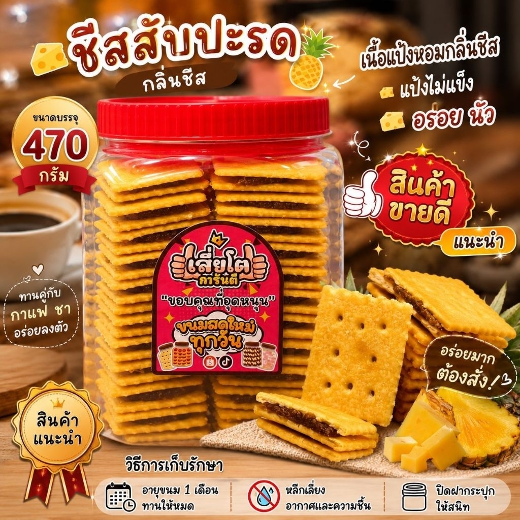 ชีสสับปะรด470กรัม แป้งหอมกลิ่นชีส กระปุกเล็ก