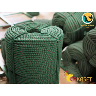 เชือกไนล่อน เชือกขี้ม้า 4-12มิล ยกลูก 150-200ม. เขียว/แต้มแดง ทนทาน เอนกประสงค์
