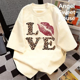 (จัดส่งตลอด 24 ชั่วโมง）Angle Official เสื้อยืดผู้หญิง Oversize Y2K สายฝอ Streetwear เสื้อแฟชั่นผู้หญิง L66