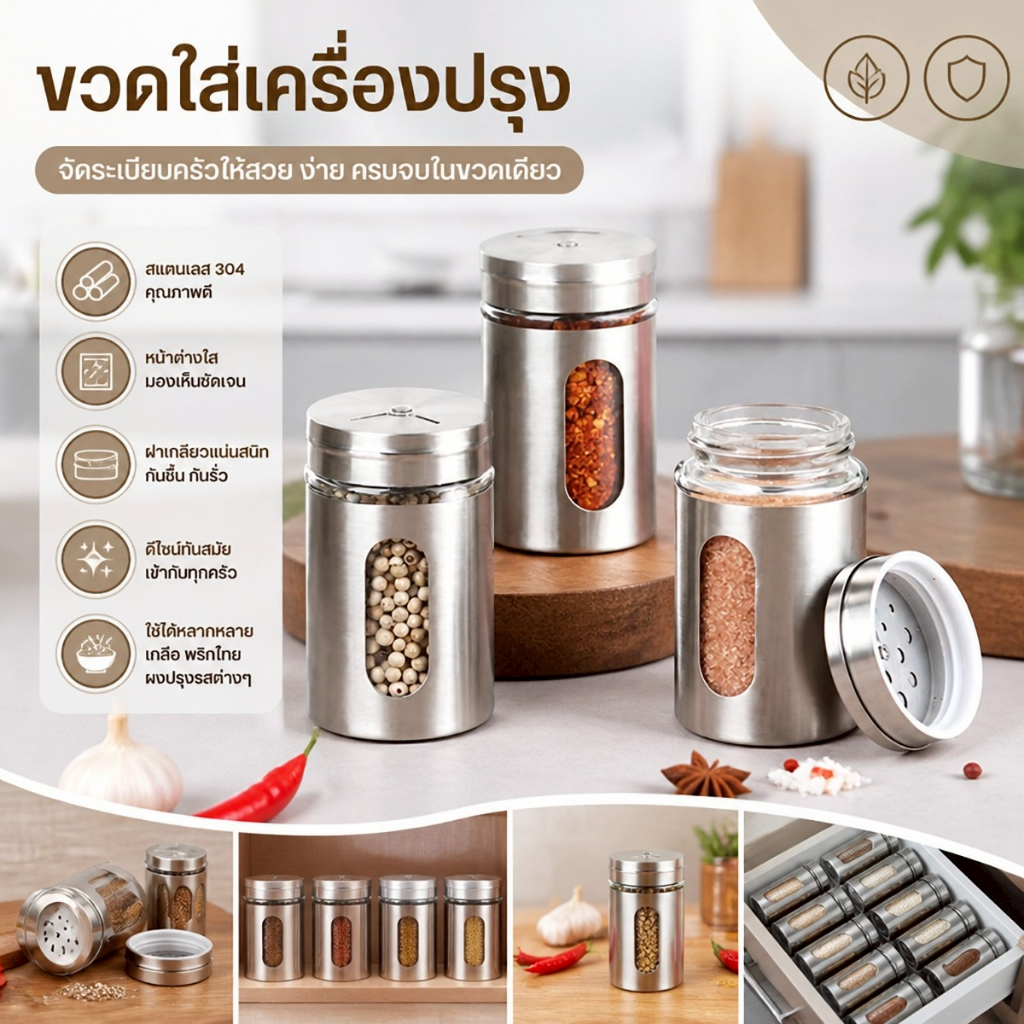 ขวดปรุงรสสแตนเลสแบบฝาเกลียว ใช้สำหรับเครื่องปรุง ของเหลว ซอส น้ำส้มสายชู ทนทาน ไม่แตกง่าย