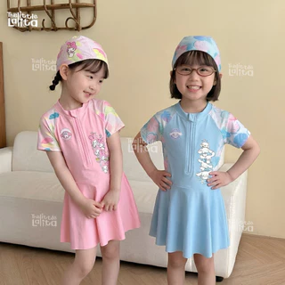 ✅พร้อมส่ง 👧🏻ชุดว่ายน้ำเด็กผู้หญิง2ชิ้น Sanrio + หมวก มีกางเกงซับในกันโป๊ น่ารักมากๆ มี2สี ฟ้า/ชมพู ⚠️แนะนำให้เผื่อ2ไซส์