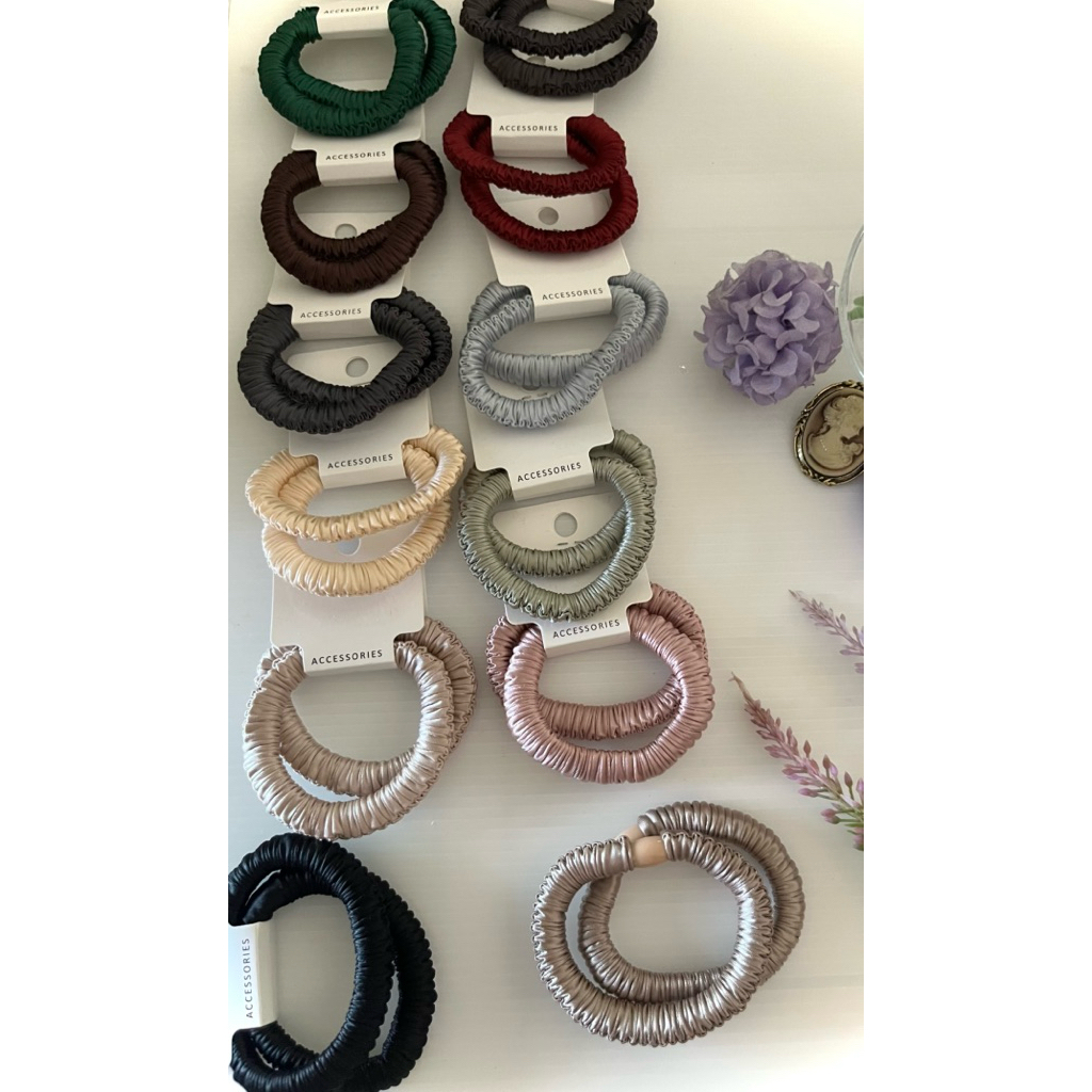 ยางรัดผม สไตล์สครับชีส์ Scrunchies PreMium Satin รุ่นSlim คุณภาพเยี่ยม 1 ชิ้น)) สำหรับผมน้อย รัดดี ยางไม่ดึงเส้นผม