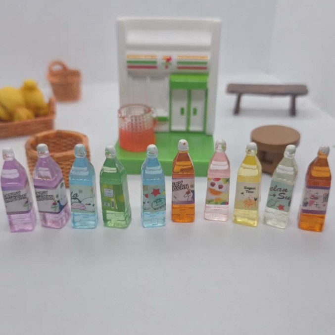 b002ขวดชานมญี่ปุ่นของจิ๋วจำลองแพ็คละ 10 ชิ้น