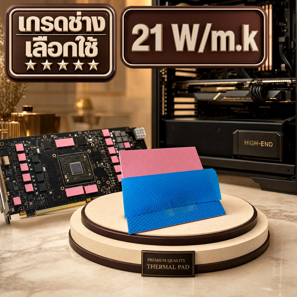 21 W/m.k [เกรดช่างเลือกใช้] Thermal Pad Pro แผ่นระบายความร้อน แปะแรม ภาคจ่ายไฟ การ์ดจอ Notebook M.2 CryoCore เย็นสุดขั้ว