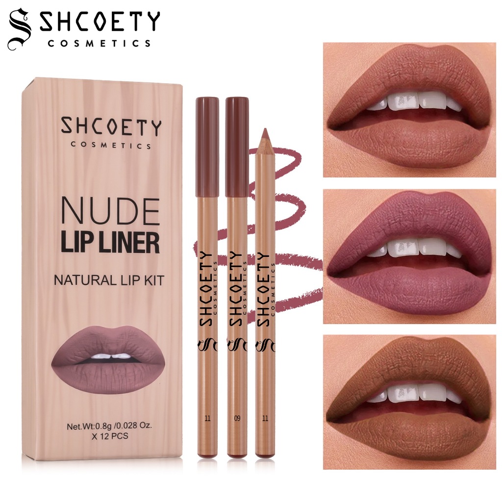 พร้อมส่ง SHCOETY NUDE LIPLINER ลิปไลน์เนอร์สีนู้ด เนื้อแมตต์ ติดทนนาน เซ็ท 12 ชิ้น NATURAL LIP KIT