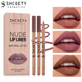 พร้อมส่ง SHCOETY NUDE LIPLINER ลิปไลน์เนอร์สีนู้ด เนื้อแมตต์ ติดทนนาน เซ็ท 12 ชิ้น NATURAL LIP KIT ดินสอเขียนขอบปาก