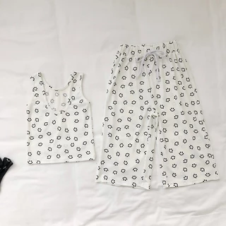 Hania Kids พร้อมส่ง ชุดเซ็ตเด็กผู้หญิงเสื้อกางเกงขายาว ผ้าร่องยืดได้ สไตล์เกาหลี K3124219