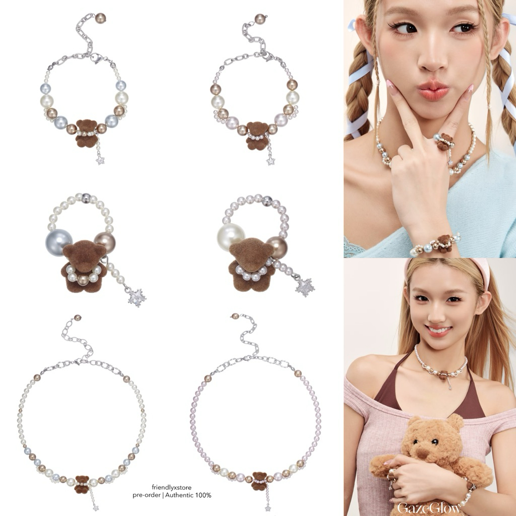 (pre-order) gazeglow - teddy bear barcelet/necklace/ring ของแท้