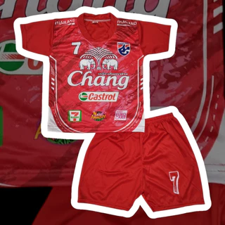 ช้าง2 ชุดกีฬาเด็กลาย chang S-M ผ้ามันไมโคร S 1-2 ปี 7-12โล ,M 2-4 ปี 12-17โล ชุดบอลเด็ก