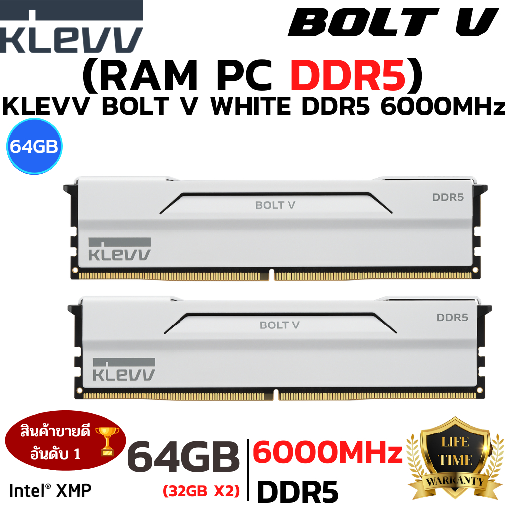 RAM DDR5 6000MHz 64GB (32GBx2)  (หน่วยความจำ) KLEVV BOLT V GAMING OC