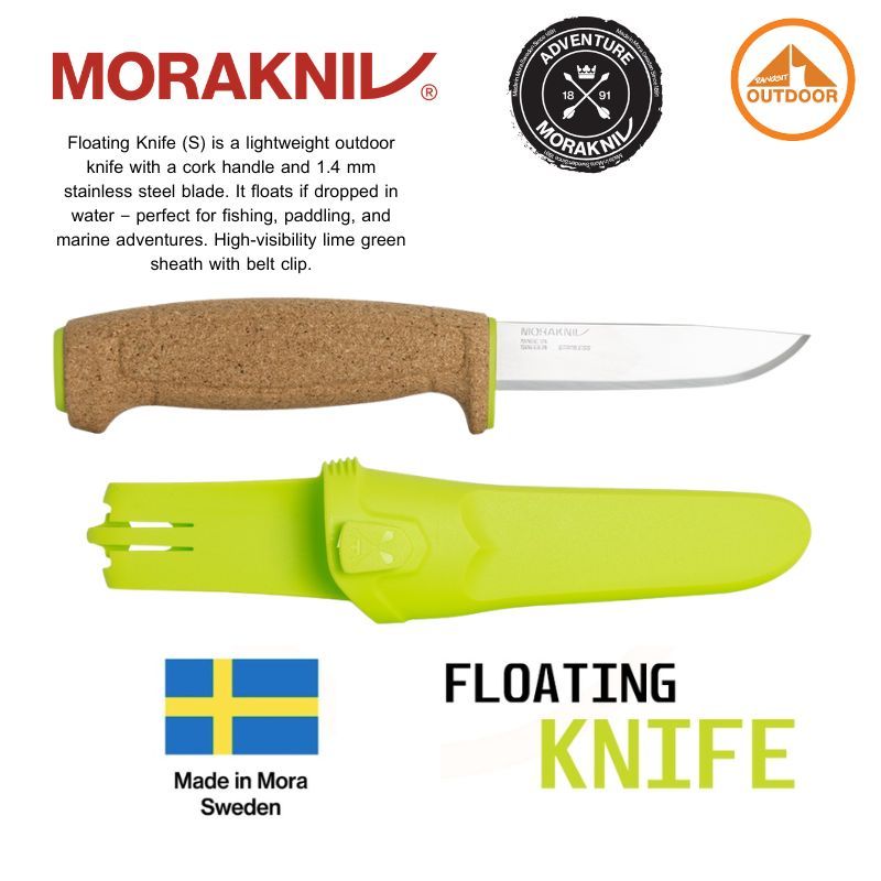 Morakniv Floating Knife Stainless #Lime มีดเดินป่าพกพา มีคุณสมบัติลอยนำ้ ไม่จม Adventure, Fishing