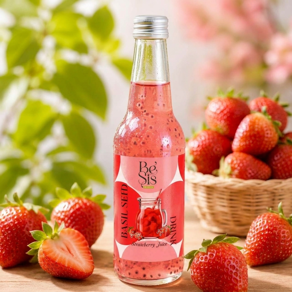 BeSis เครื่องดื่มเม็ดแมงลัก รสสตรอเบอร์รี่ (Strawberry Juice) หอมหวานอมเปรี้ยว สดชื่น เคี้ยวเพลิน